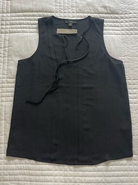 J. Crew Black Sleeveless Tie-Neck Sheer Blouse
